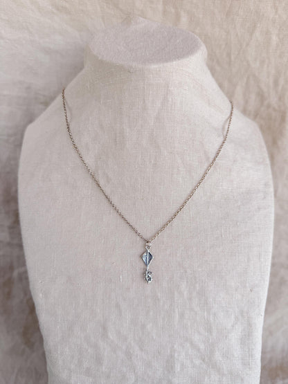 Sterling Silver Kite Charm Necklace, Playful Minimal Layering Jewelry, Gift for Her