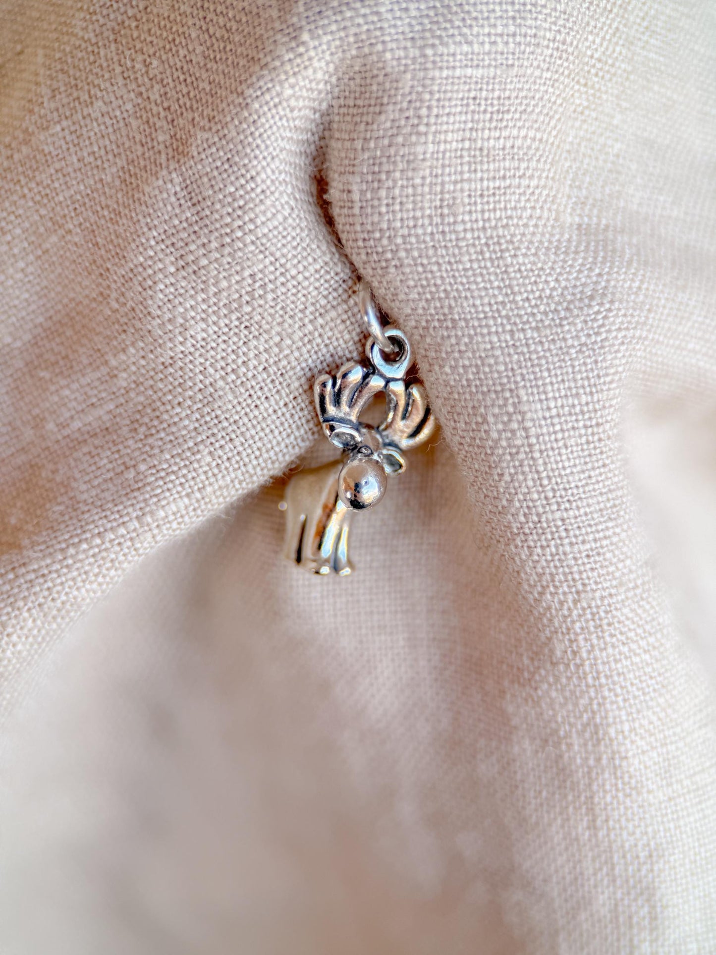 Sterling Silver Moose Charm Necklace, Animal Themed Minimal Layering Jewelry, Gift for Her