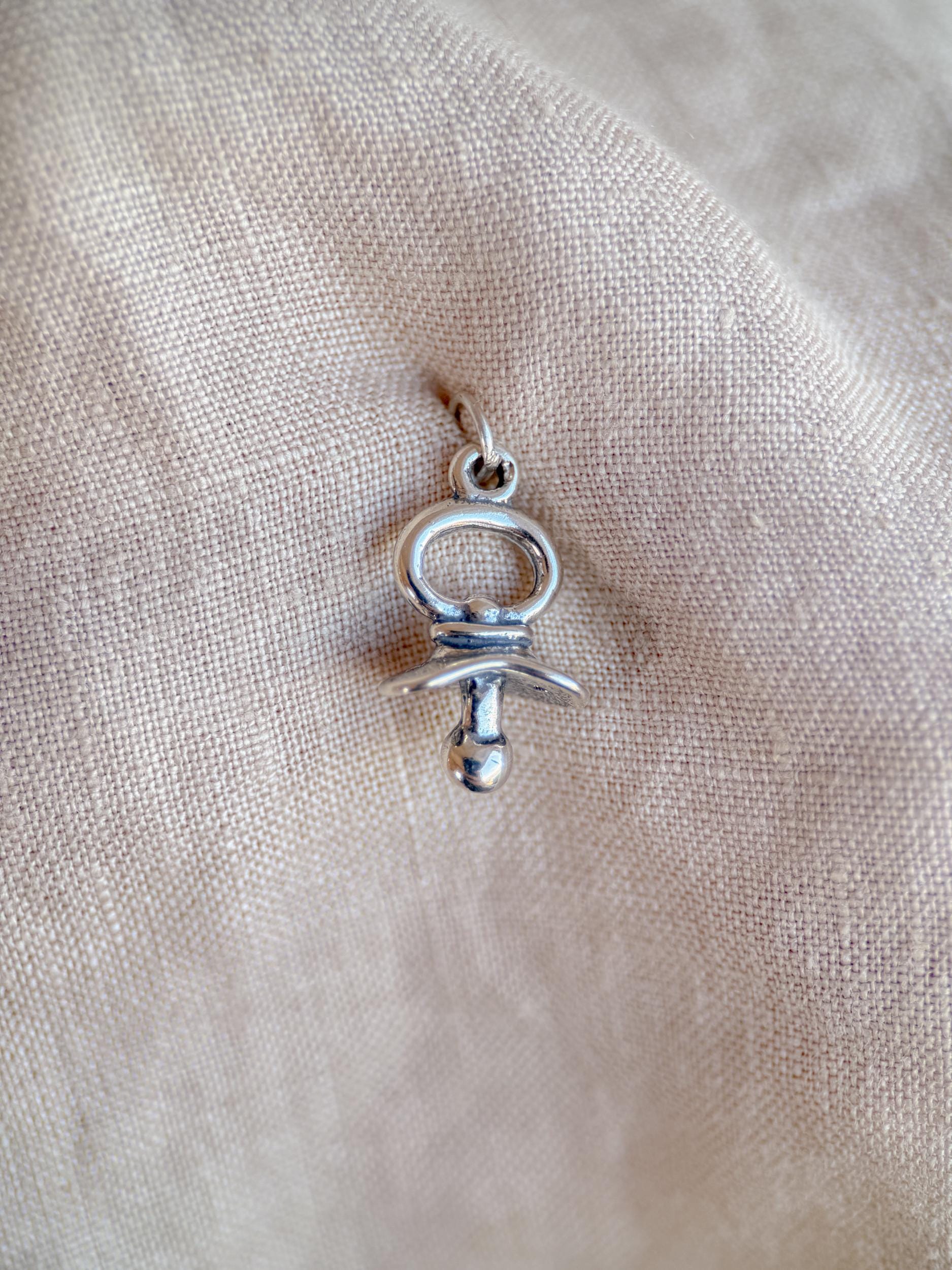 Sterling Silver Pacifier Charm Necklace, Baby Themed Minimal Layering Jewelry, Gift for Her