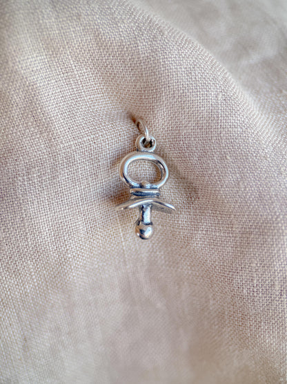 Sterling Silver Pacifier Charm Necklace, Baby Themed Minimal Layering Jewelry, Gift for Her