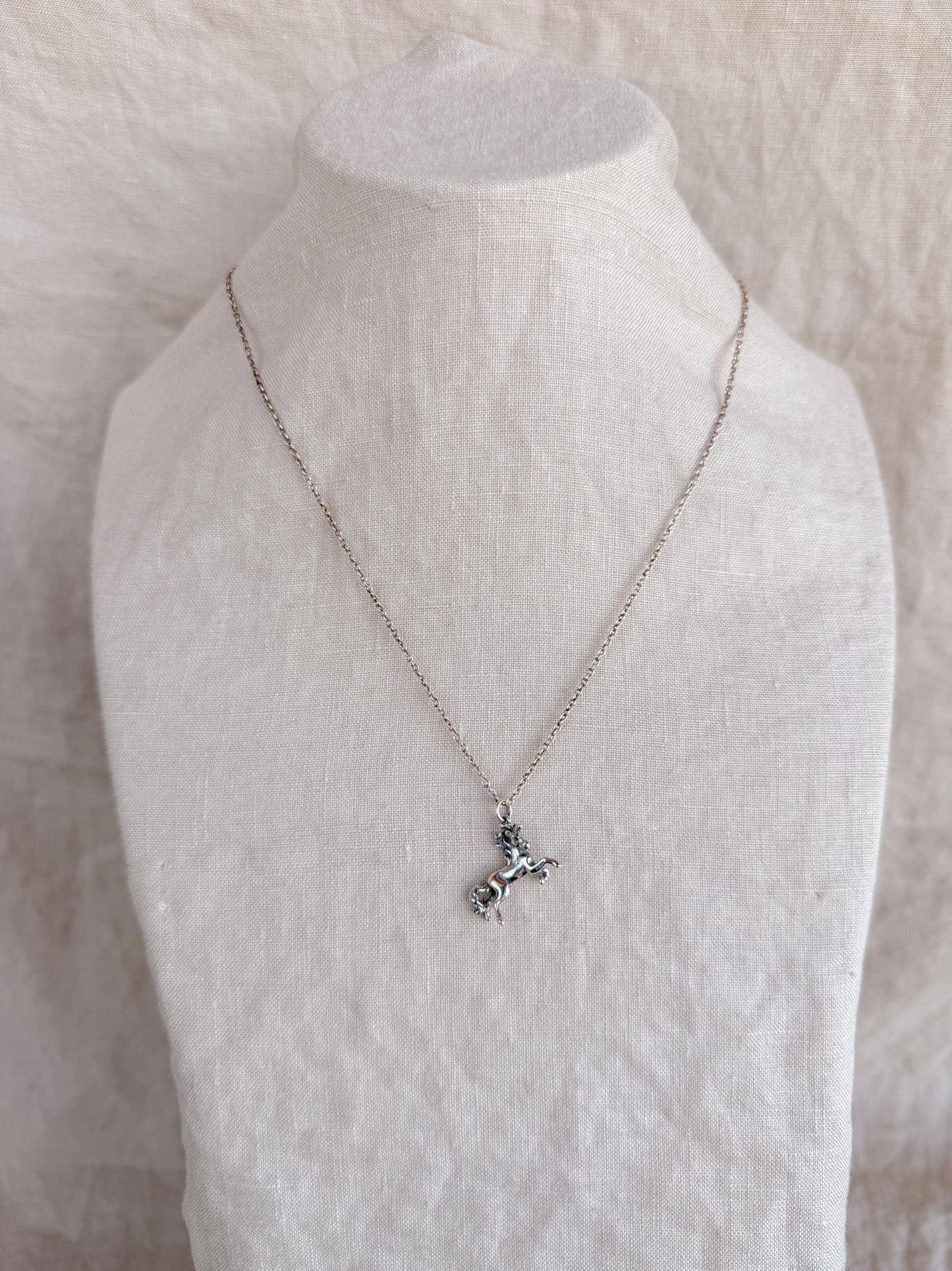 Sterling Silver Unicorn Charm Necklace, Fantasy Minimal Layering Jewelry, Gift for Her