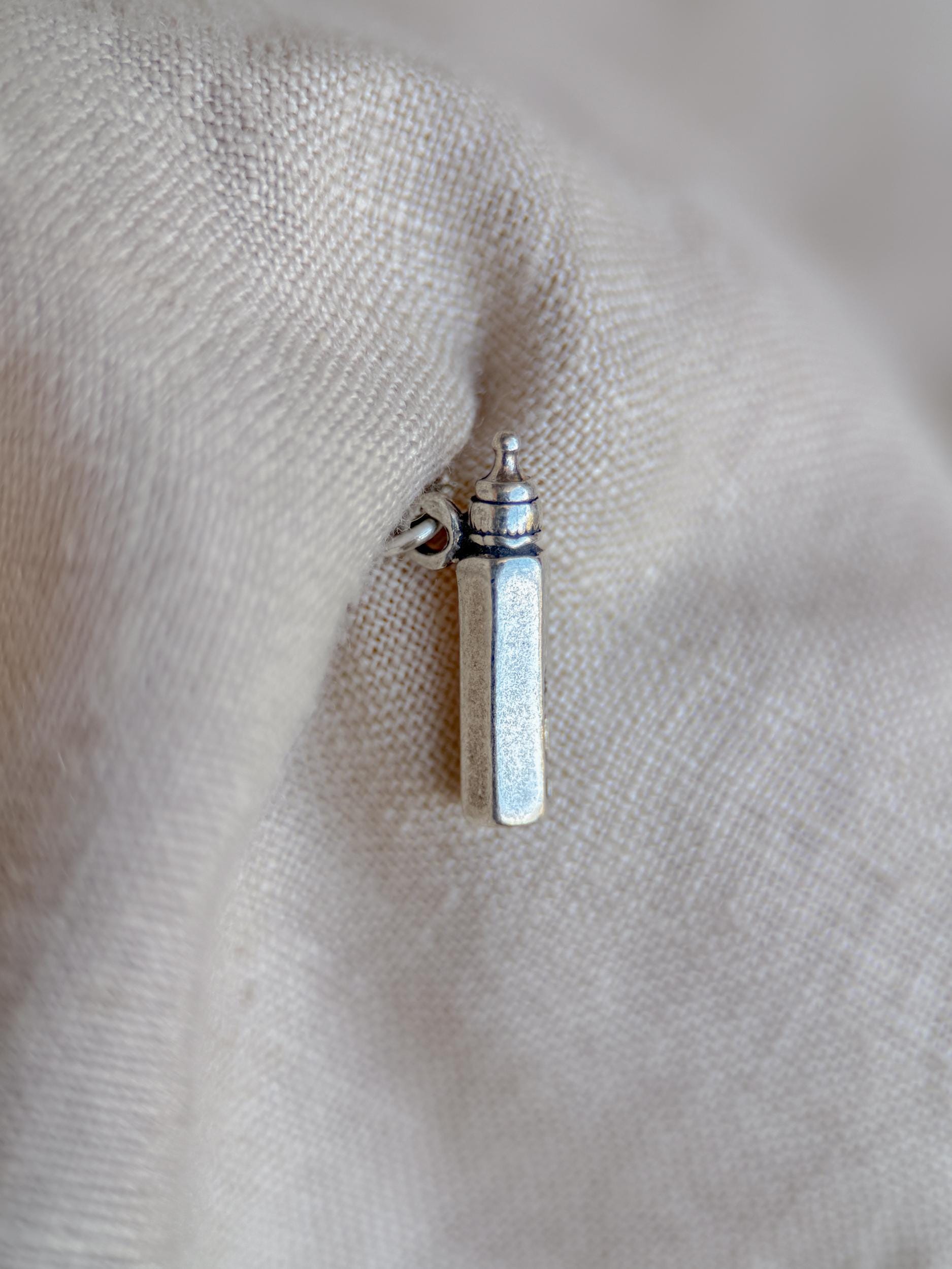 Sterling Silver Baby Bottle Charm Pendant, Minimalist Motherhood Jewelry, New Mom Gift