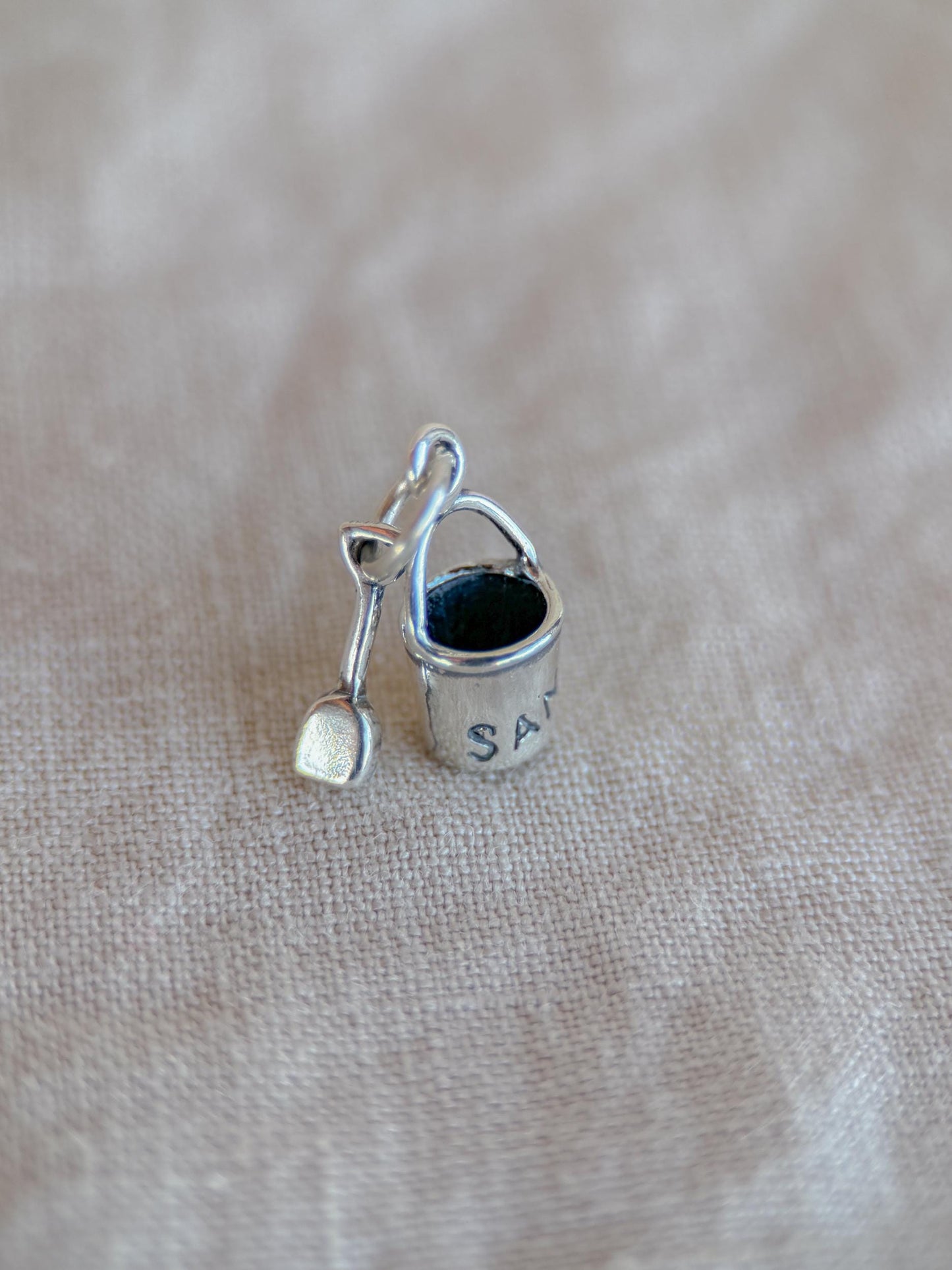 Sterling Silver Sand Bucket Charm Pendant, Beach Jewelry, Summer Charm, Childhood Nostalgia Gift