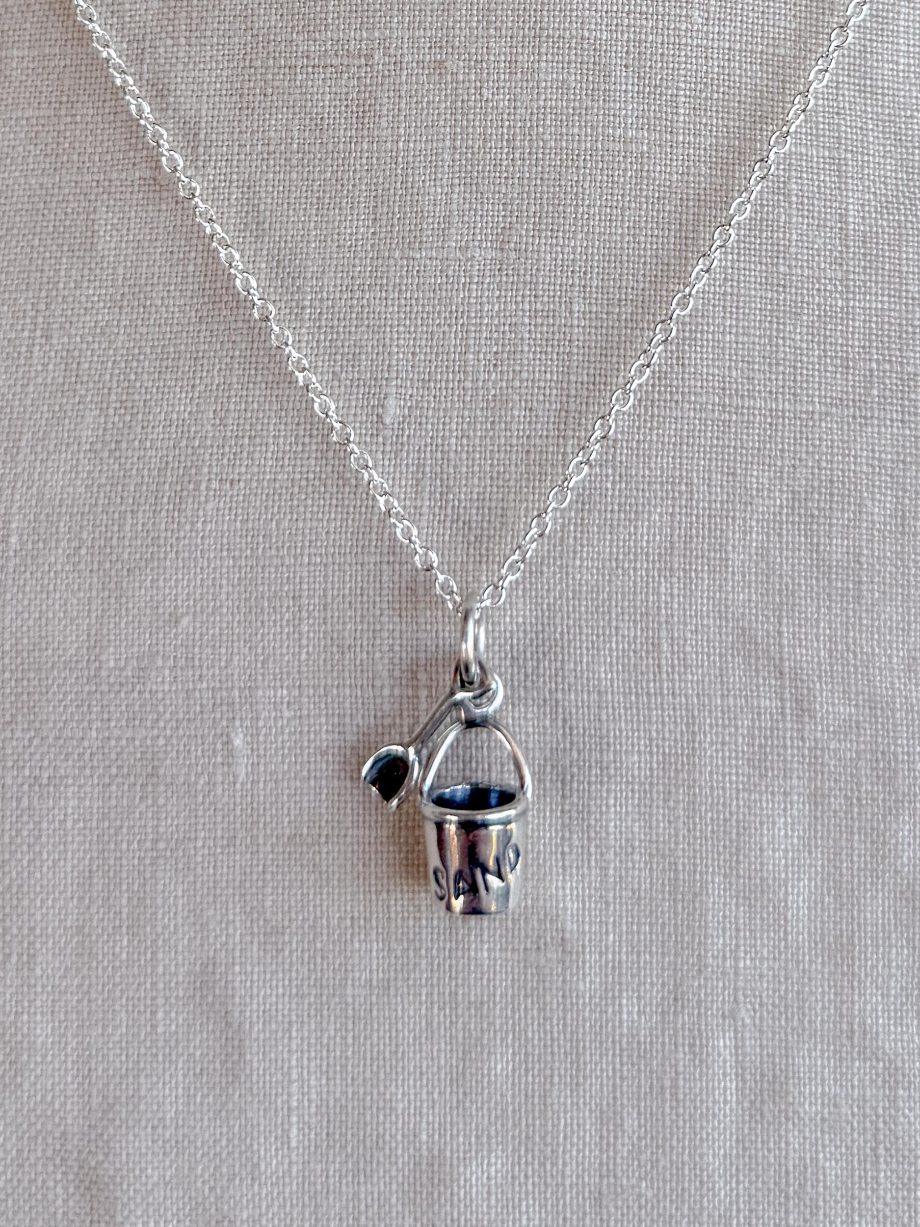 Sterling Silver Sand Bucket Charm Pendant, Beach Jewelry, Summer Charm, Childhood Nostalgia Gift