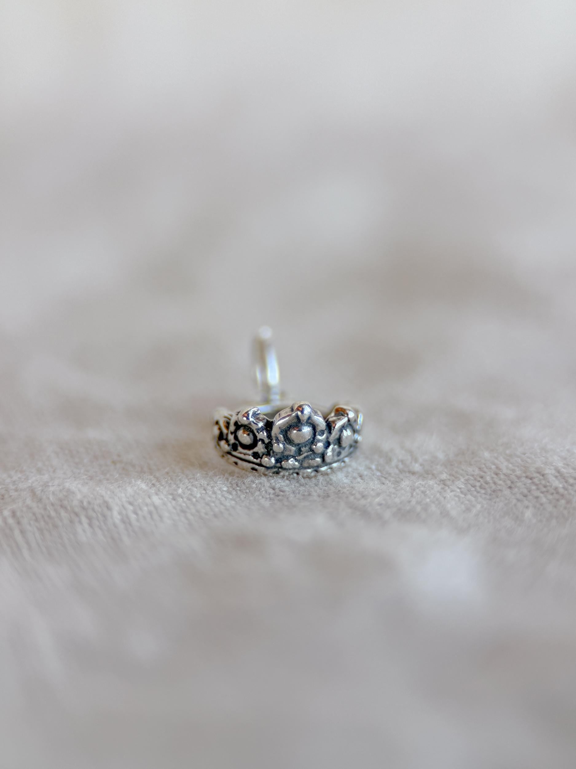 Sterling Silver Princess Tiara Charm Pendant, Crown Jewelry, Minimalist Royal Charm, Gift for Her