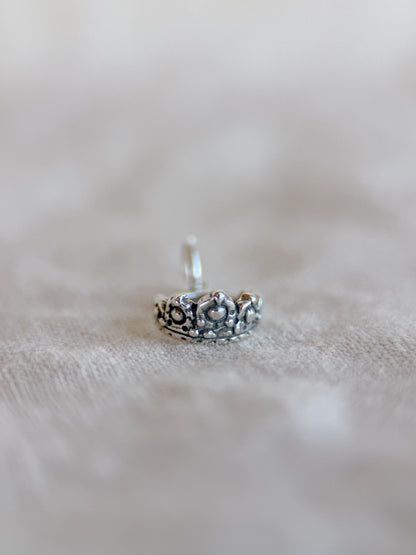 Sterling Silver Princess Tiara Charm Pendant, Crown Jewelry, Minimalist Royal Charm, Gift for Her