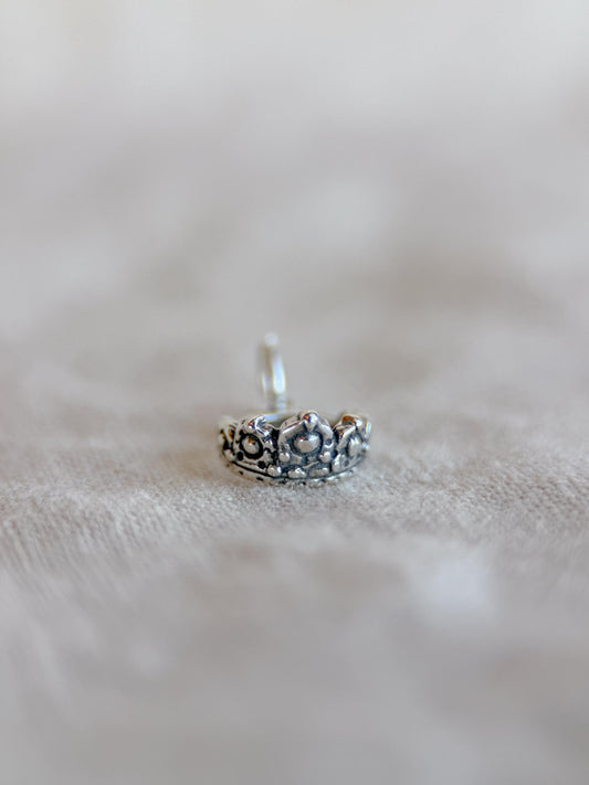 Sterling Silver Princess Tiara Charm Pendant, Crown Jewelry, Minimalist Royal Charm, Gift for Her