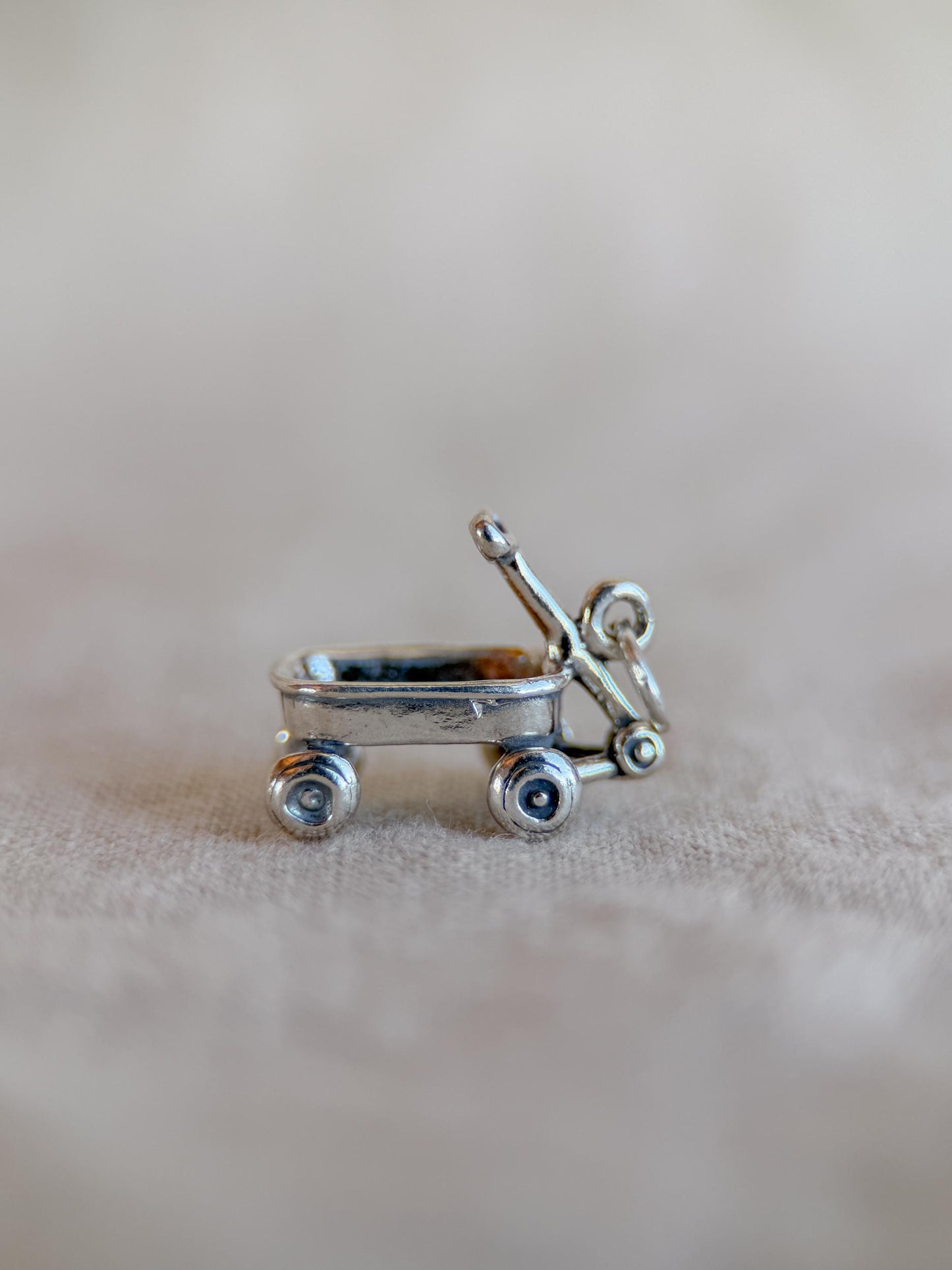 Sterling Silver Toy Wagon Charm Pendant, Childhood Nostalgia Jewelry, Minimalist Gift for Her