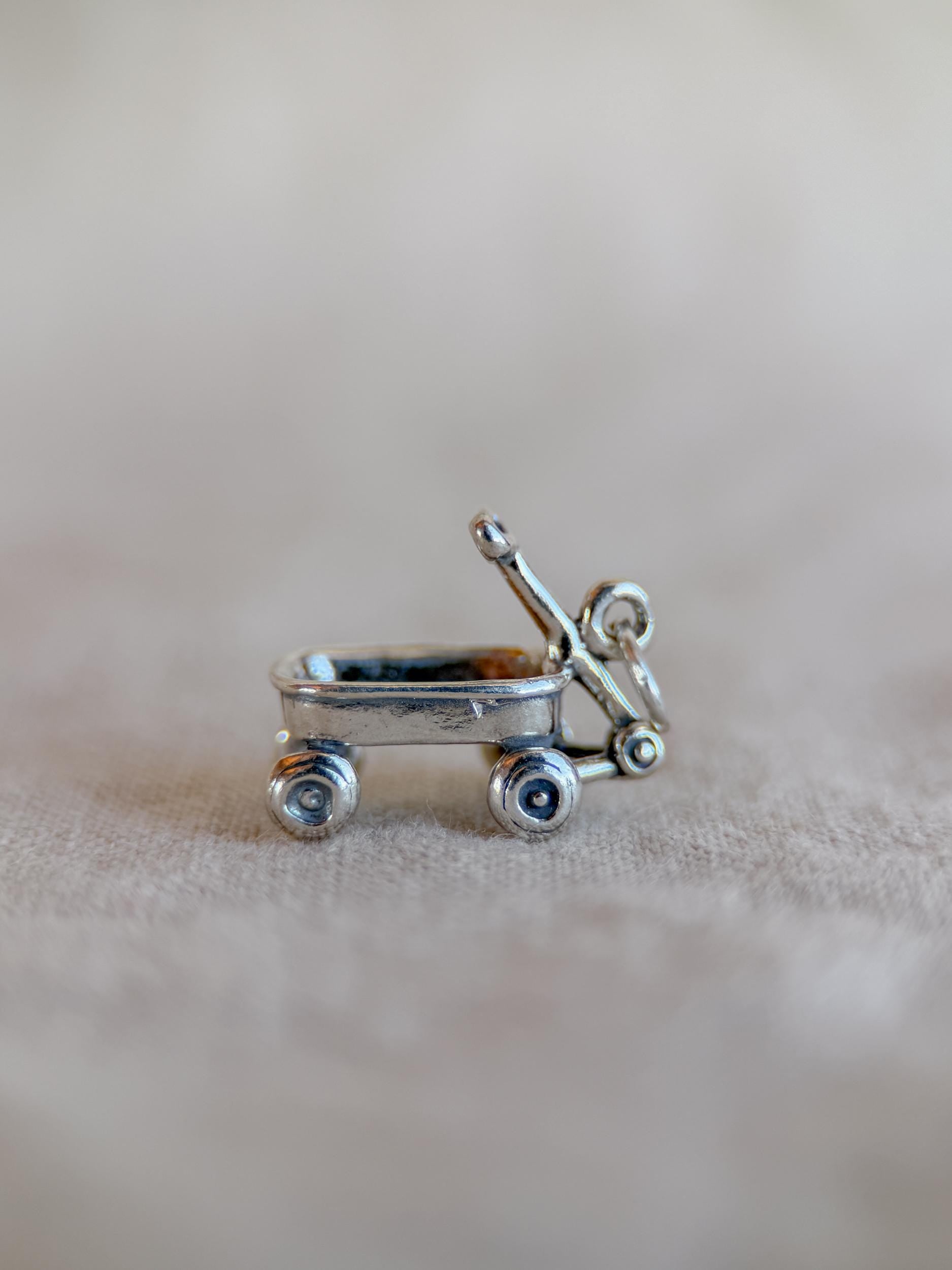 Sterling Silver Toy Wagon Charm Pendant, Childhood Nostalgia Jewelry, Minimalist Gift for Her