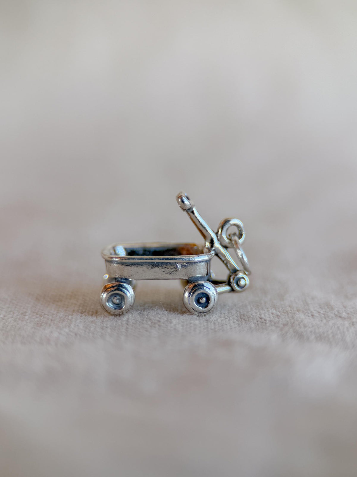Sterling Silver Toy Wagon Charm Pendant, Childhood Nostalgia Jewelry, Minimalist Gift for Her