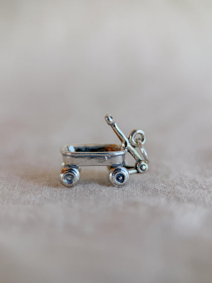 Sterling Silver Toy Wagon Charm Pendant, Childhood Nostalgia Jewelry, Minimalist Gift for Her