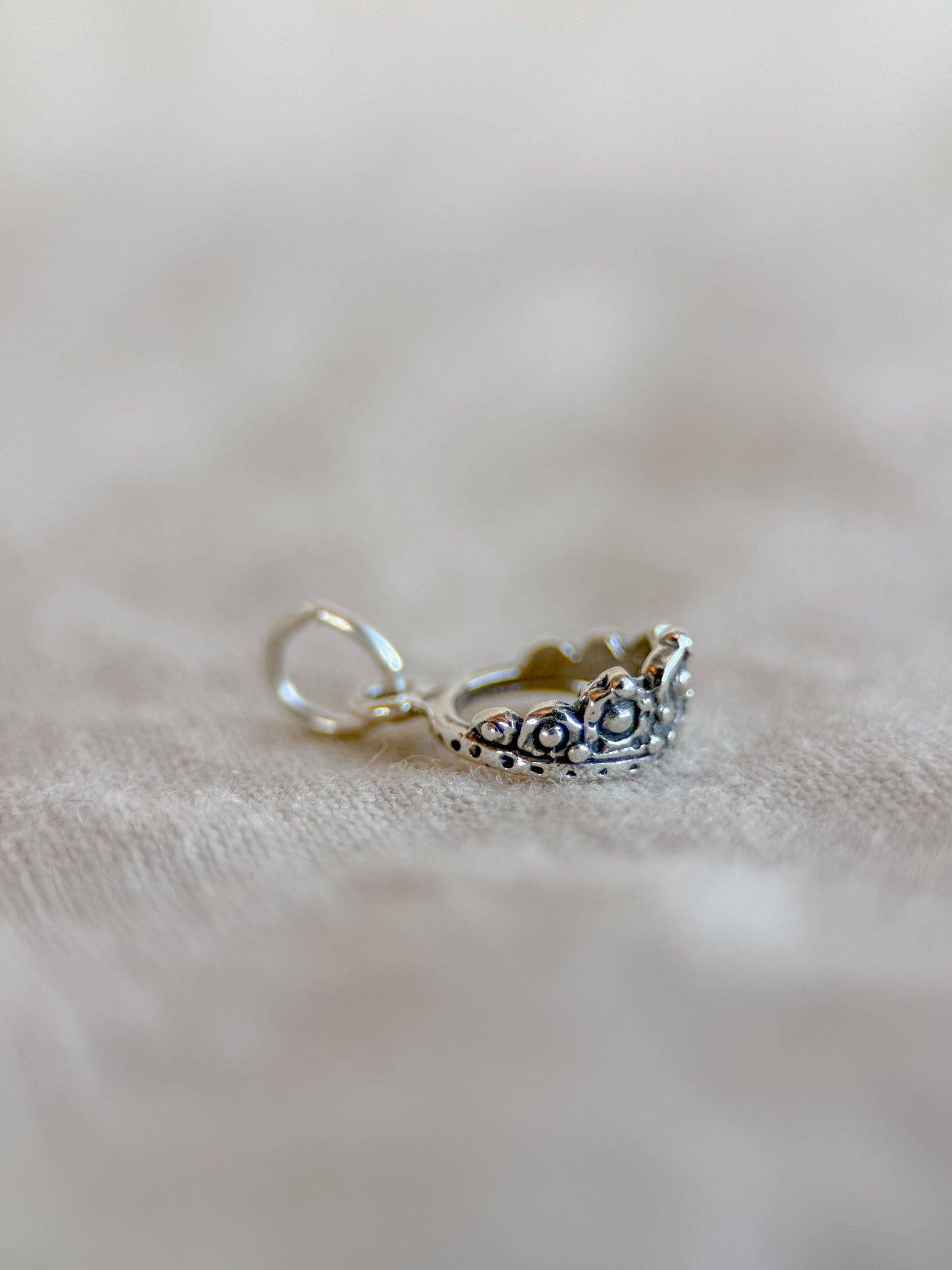 Sterling Silver Princess Tiara Charm Necklace, Minimal Princess Themed Layering Jewelry, Gift for Her