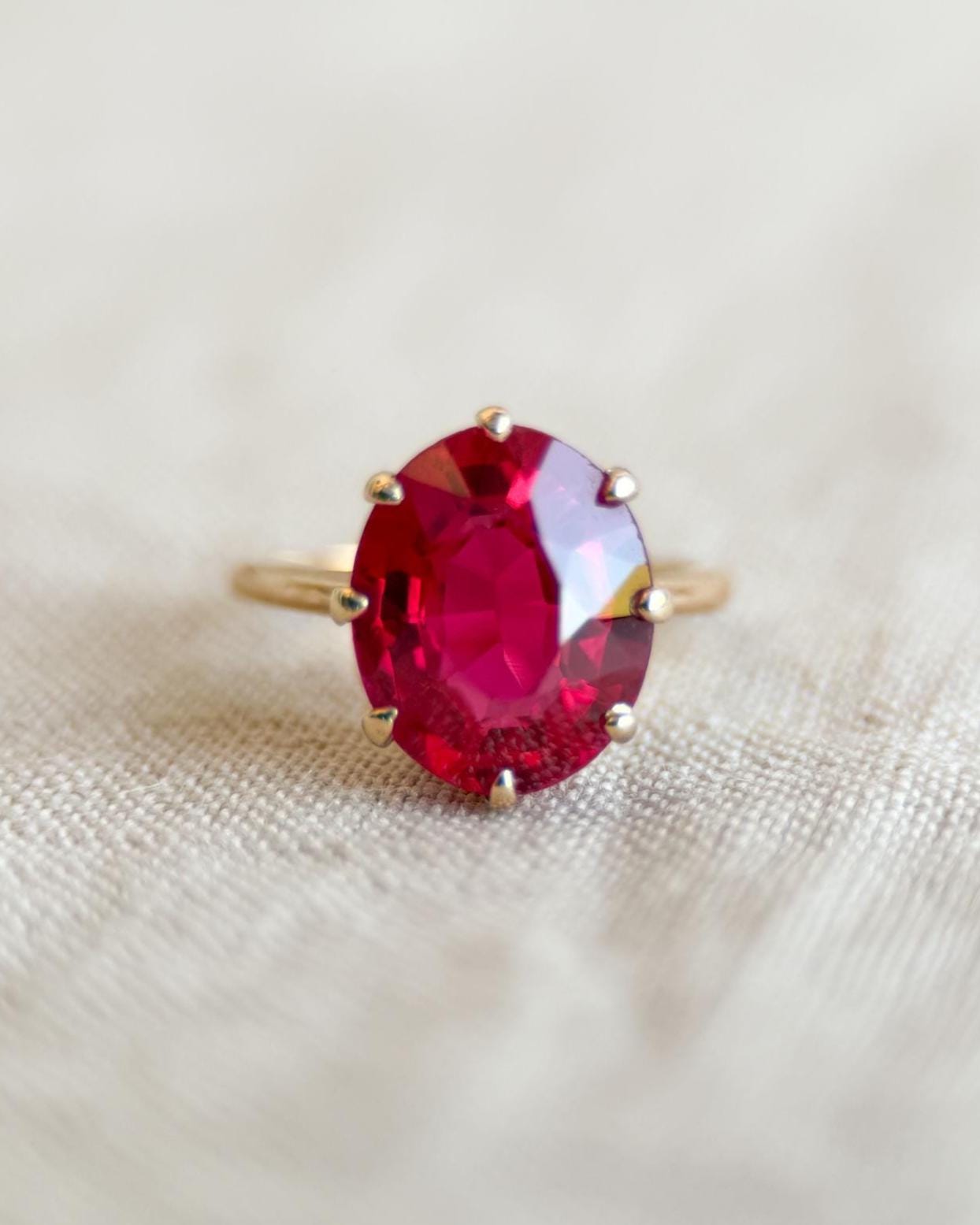 Vintage 1960s Oval Cut Ruby Ring in 14k Gold