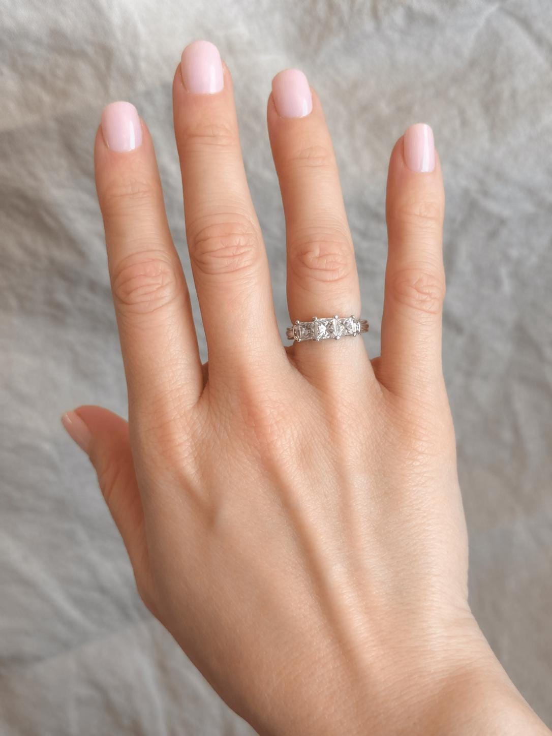 Vintage 2000s Princess Cut Diamond Three Stone Engagement Ring