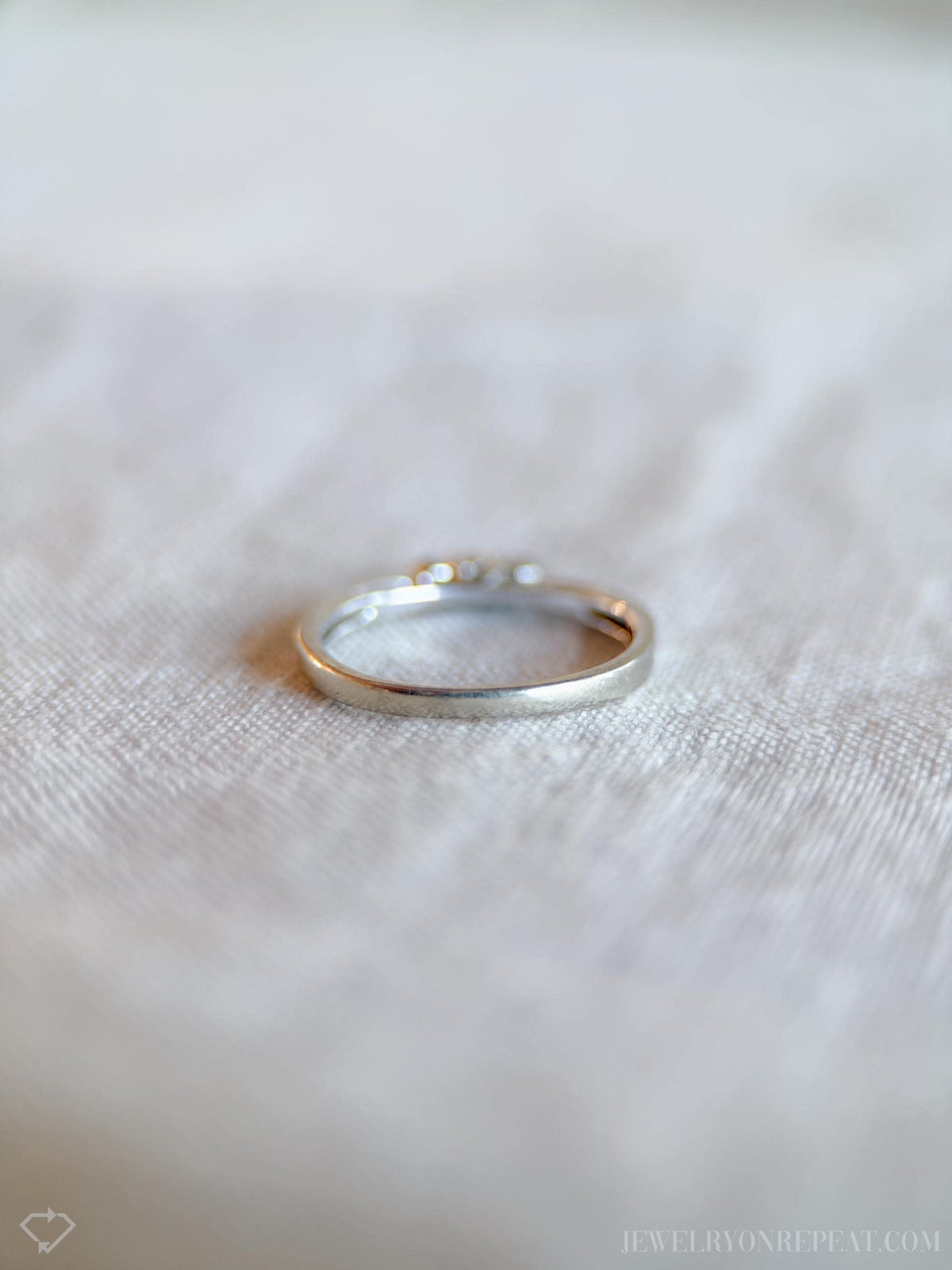 Vintage Diamond Engagement Ring, Round Cut, 10k White Gold, Three Stone Minimalist Bridal Ring