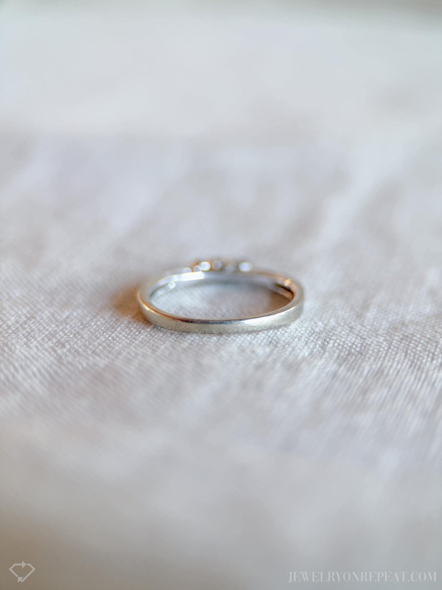 Vintage Diamond Engagement Ring, Round Cut, 10k White Gold, Three Stone Minimalist Bridal Ring