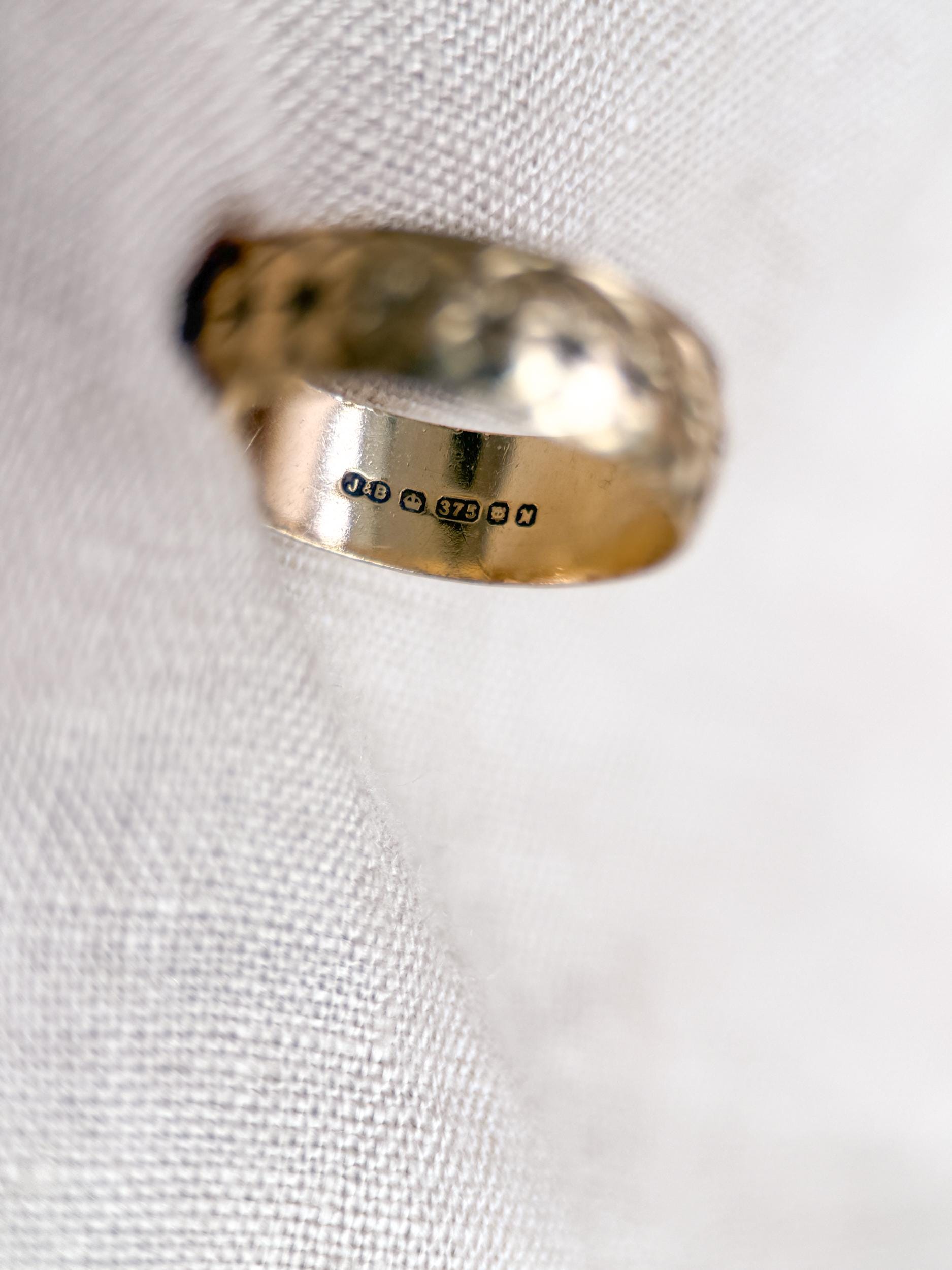 Vintage Engraved Wedding Band, 9k Gold, Tally Scalloped Minimalist Ring, Size 6