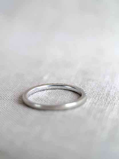 Vintage Emerald Wedding Band, 10k White Gold, Prong Set Classic Minimalist Stacking Band