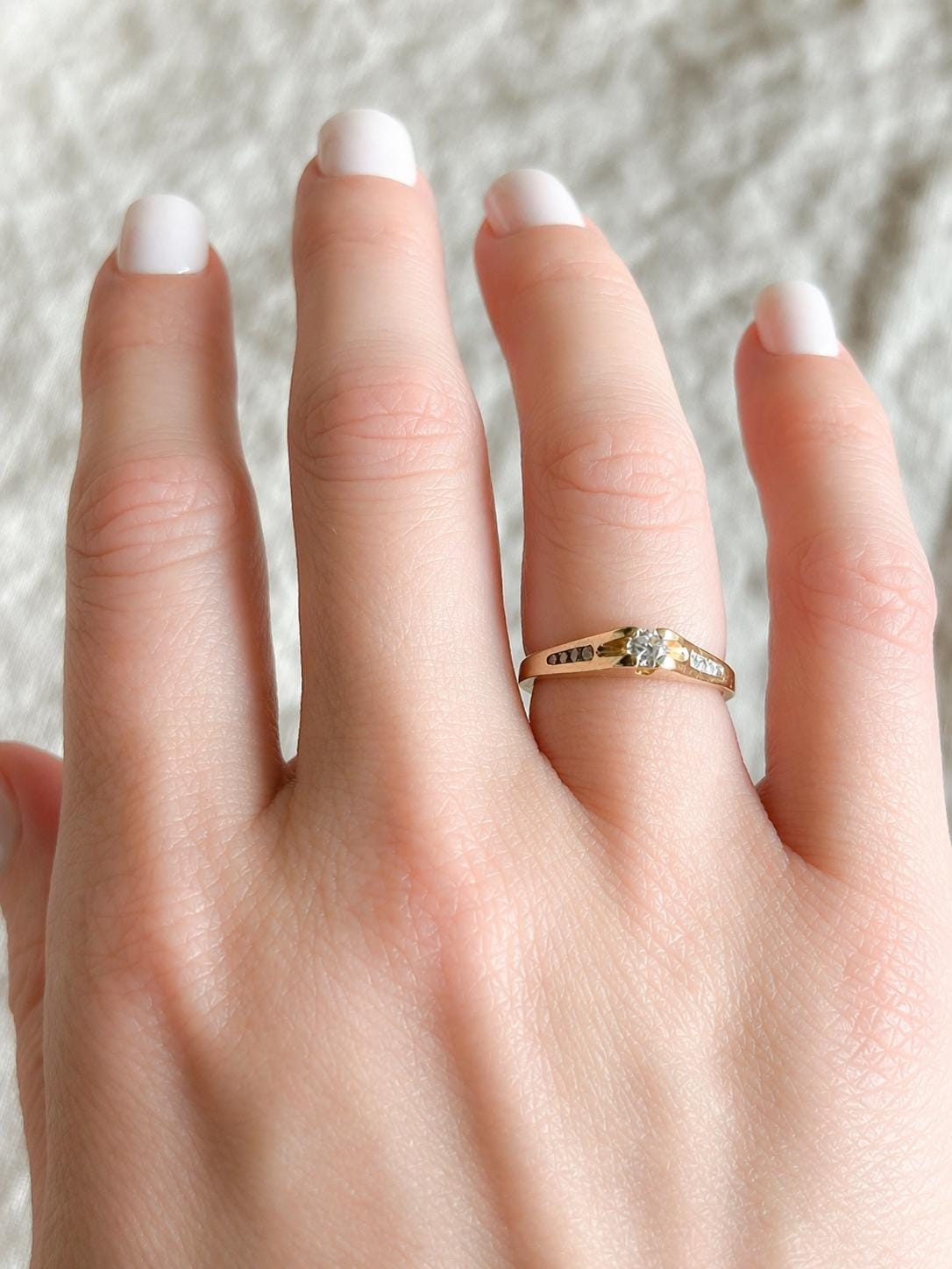Vintage 1990s Diamond Engagement Ring in 14k Gold