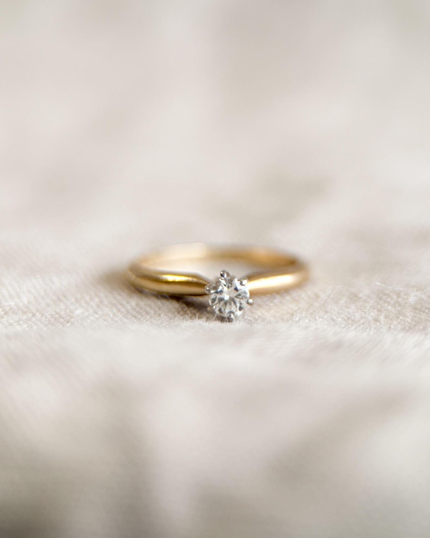 Vintage 1990s Diamond Solitaire Engagement Ring in 14k Gold