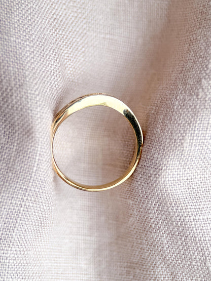Vintage Diamond Anniversary Band, 18k Gold, Curved Wave Channel Set Band
