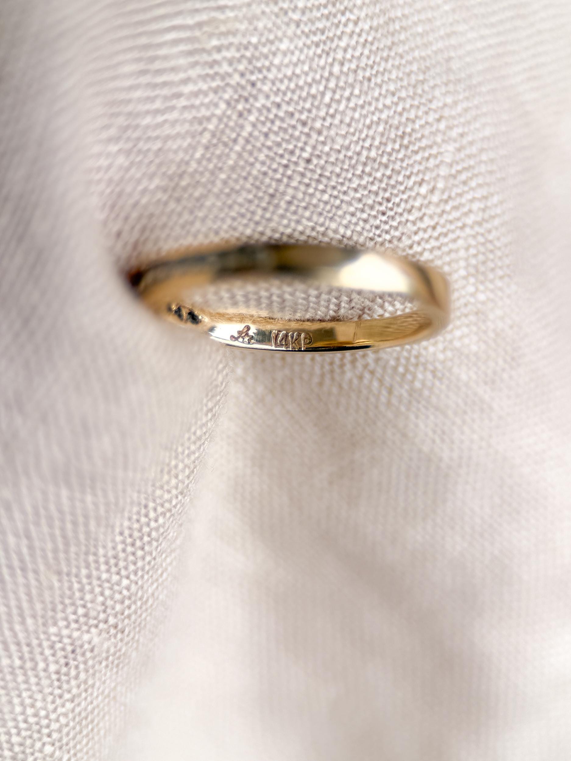 Vintage Diamond Wedding Band, 14k Gold, Round Cut Channel Set Minimalist Ring, Stacking Band