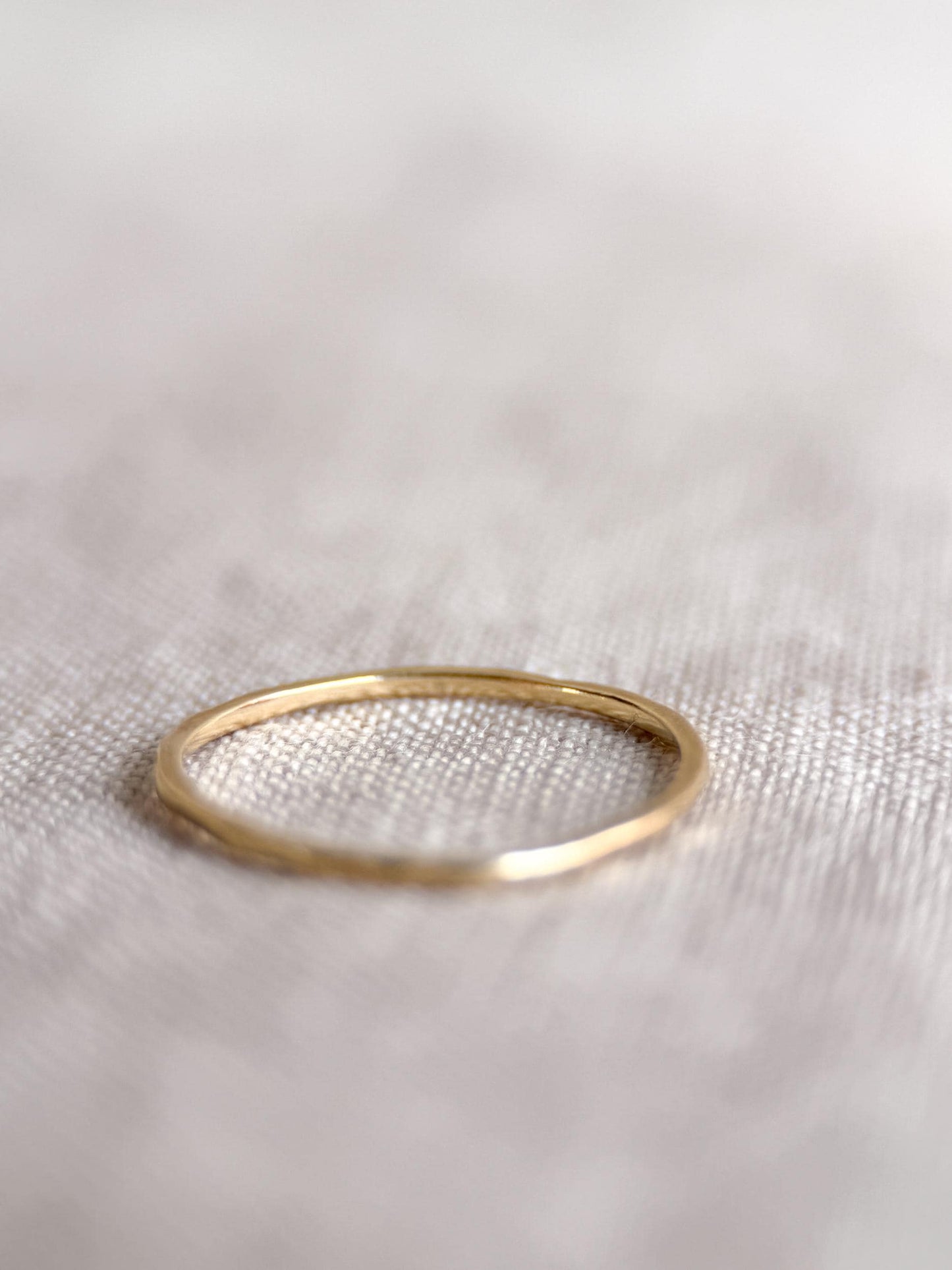Vintage Narrow Wedding Band, 14k Gold, Dainty Hammered Minimalist Ring, Stacking Band