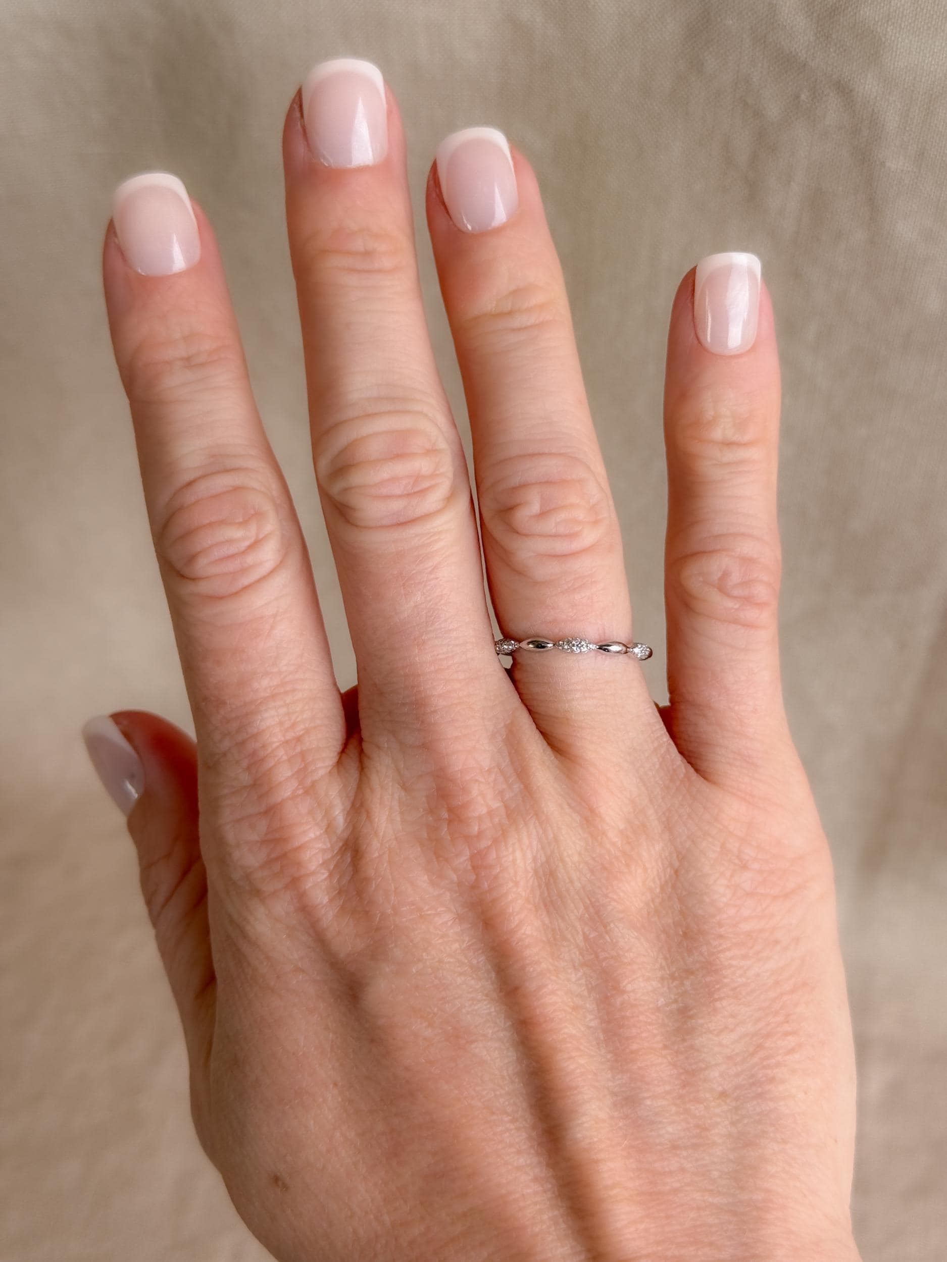 Vintage Diamond Wedding Band, Scalloped Pave Minimalist Ring, Stacking Band