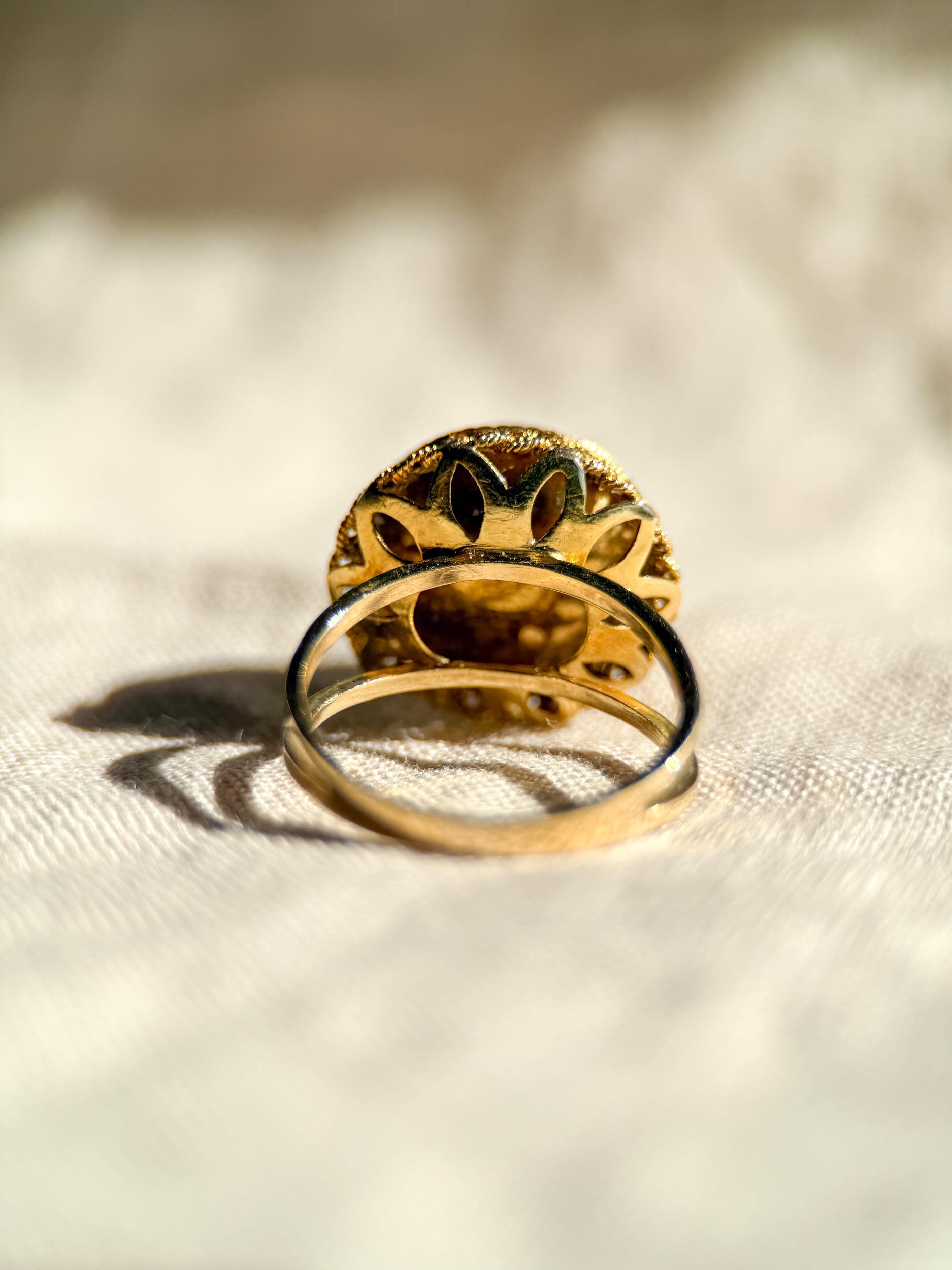Vintage Mabe Pearl Ring, 18k Gold, Large Round Pearl Statement Ring, Elegant Gemstone Jewelry