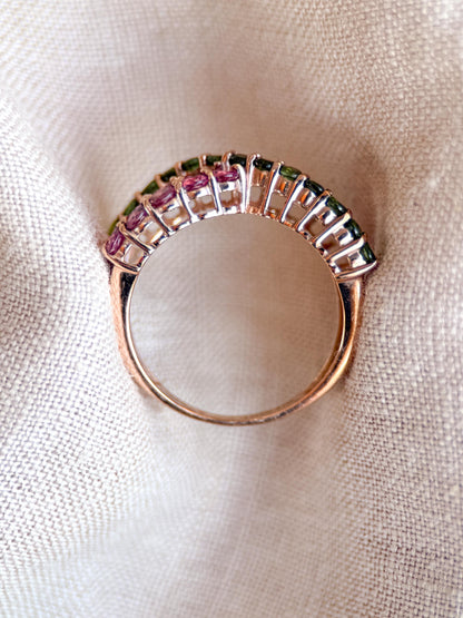 Vintage Tourmaline Ring, 10k Rose Gold, Twist Band Statement Ring, Unique Bold Jewelry