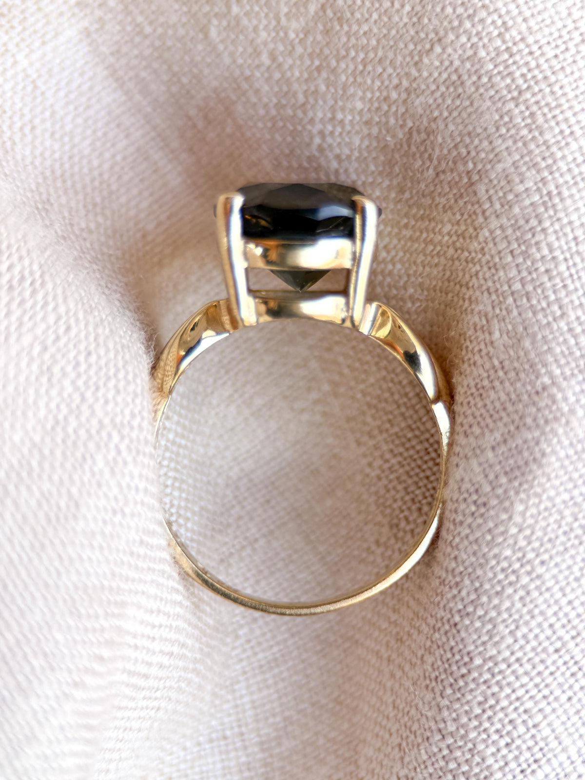 Vintage Moldavite Ring, 14k Gold, Oval Cut Prong Set Statement Ring, Unique Bold Jewelry