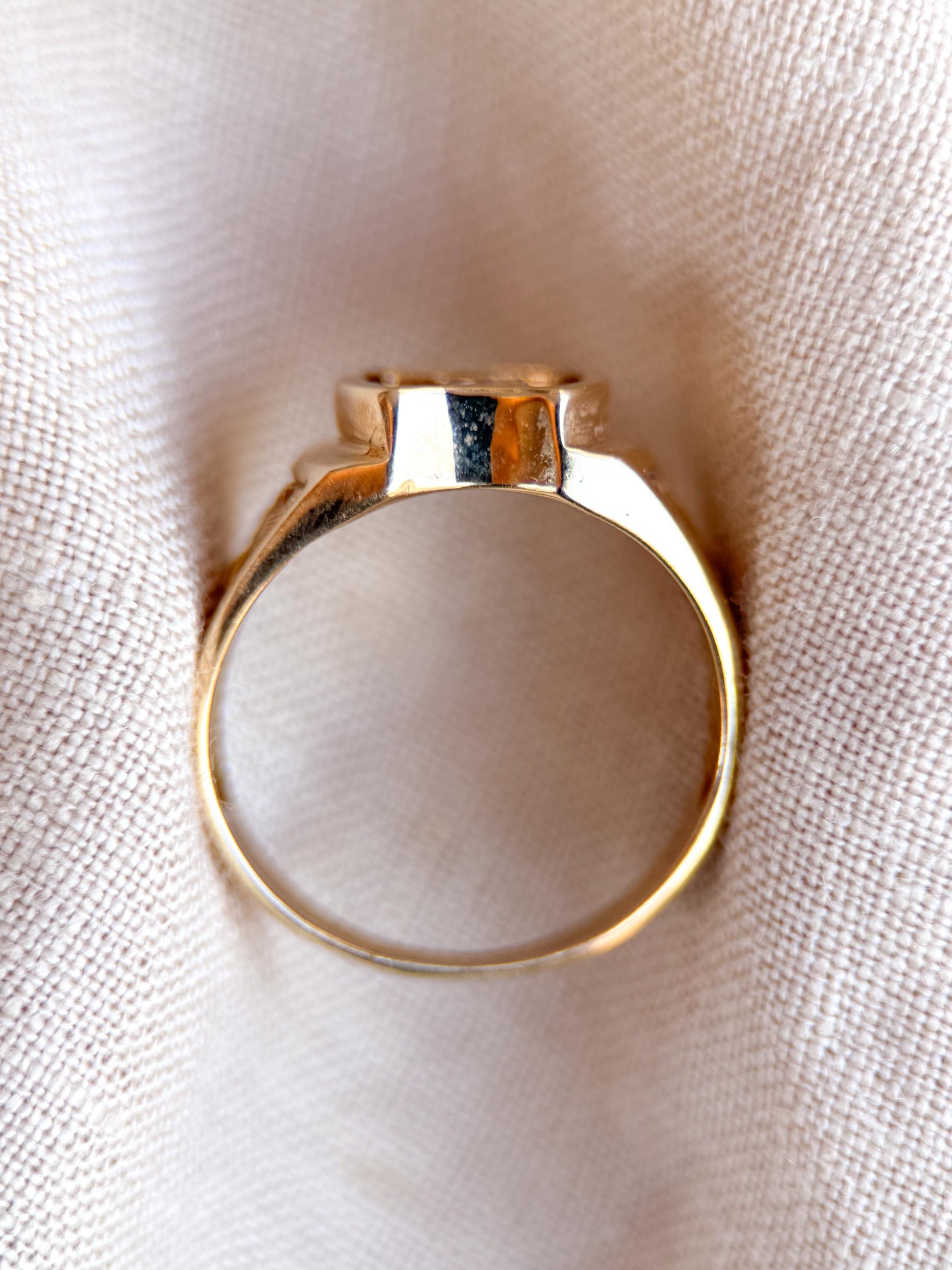 Vintage Diamond Wedding Band, 14k Gold, Mens Signet Woven Statement Ring, Anniversary Band