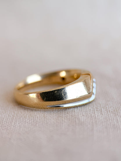 Vintage Diamond Wedding Band, 14k Gold, Mens Channel Set Statement Ring, Anniversary Band