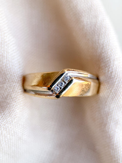 Vintage Diamond Wedding Band, 14k Gold, Mens Channel Set Statement Ring, Anniversary Band