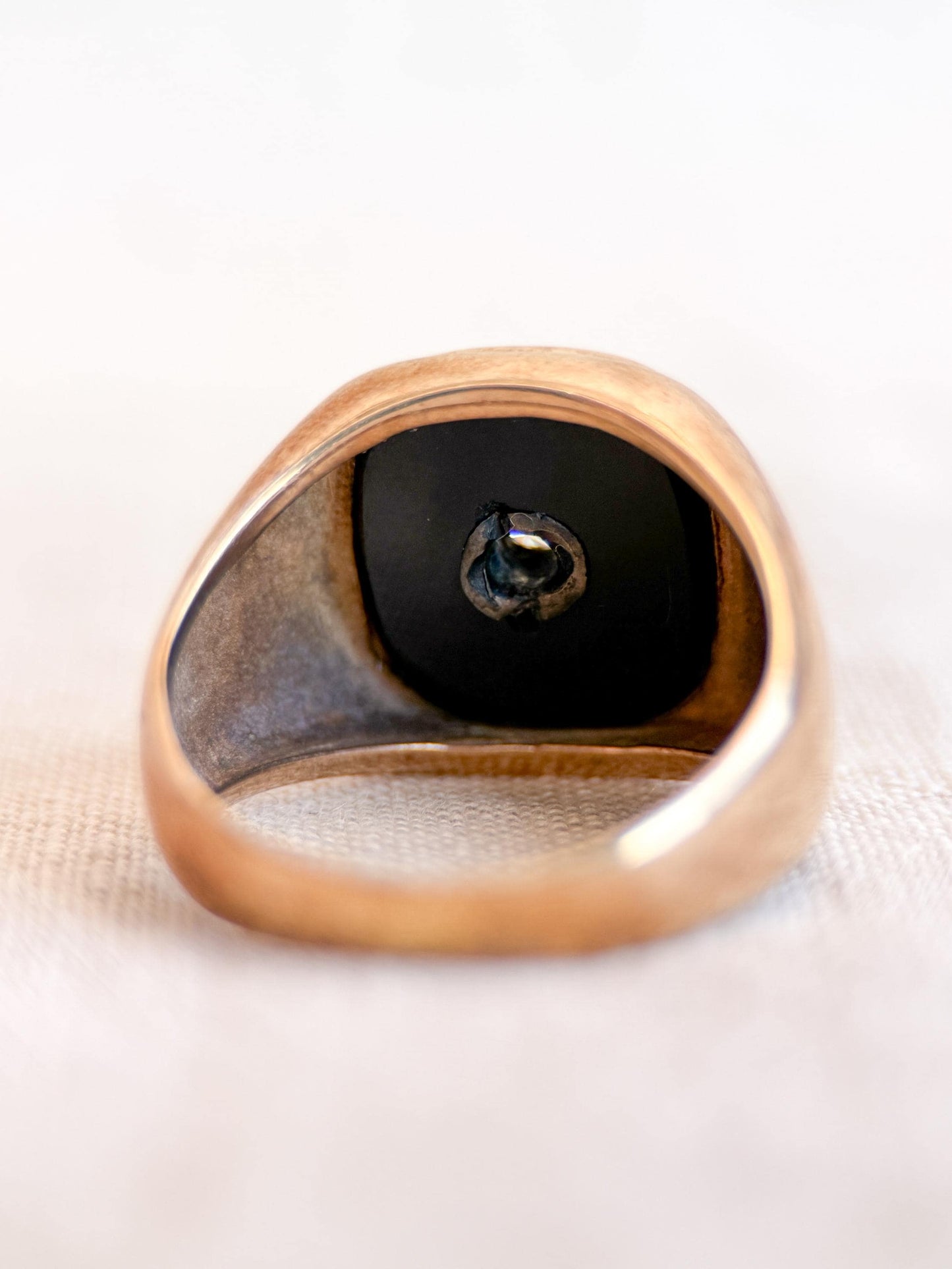 Vintage Diamond and Onyx Wedding Band, 14k Gold, Mens Signet Statement Ring, Anniversary Band