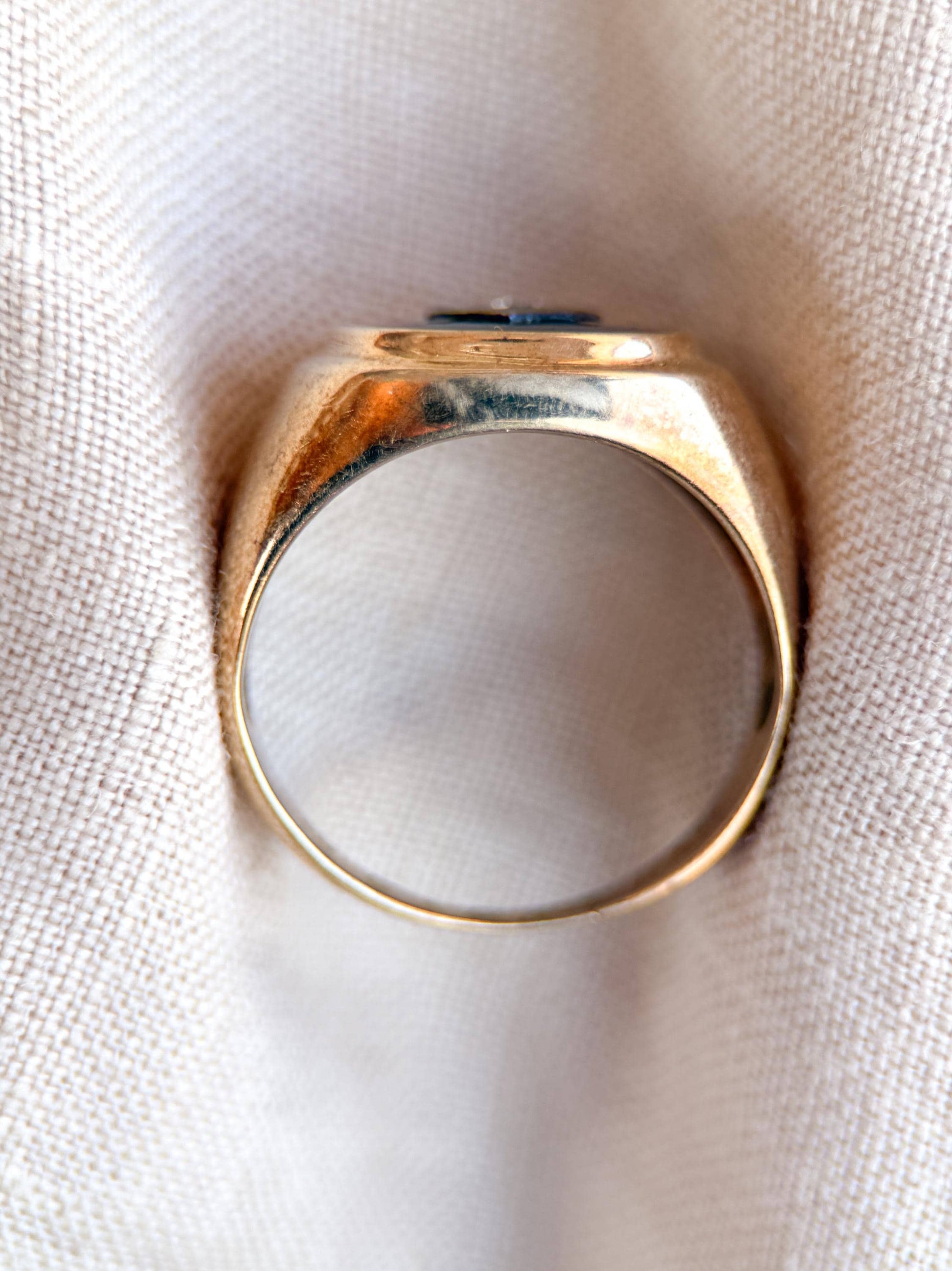 Vintage Diamond and Onyx Wedding Band, 14k Gold, Mens Signet Statement Ring, Anniversary Band