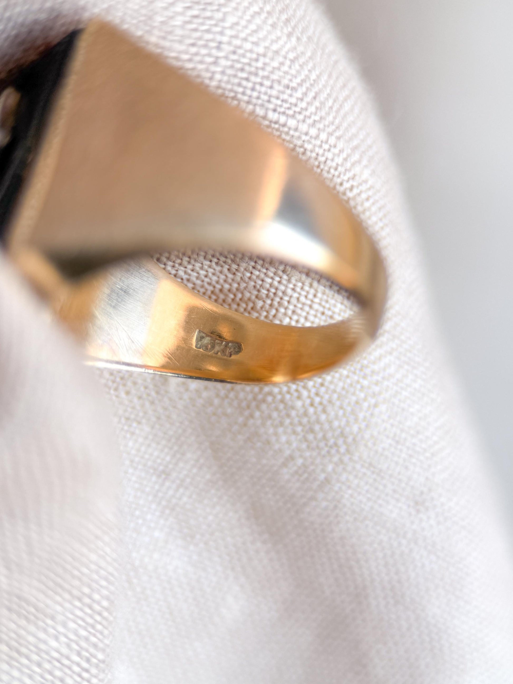 Vintage Diamond and Onyx Wedding Band, 10k Gold, Mens Signet Statement Ring, Anniversary Band