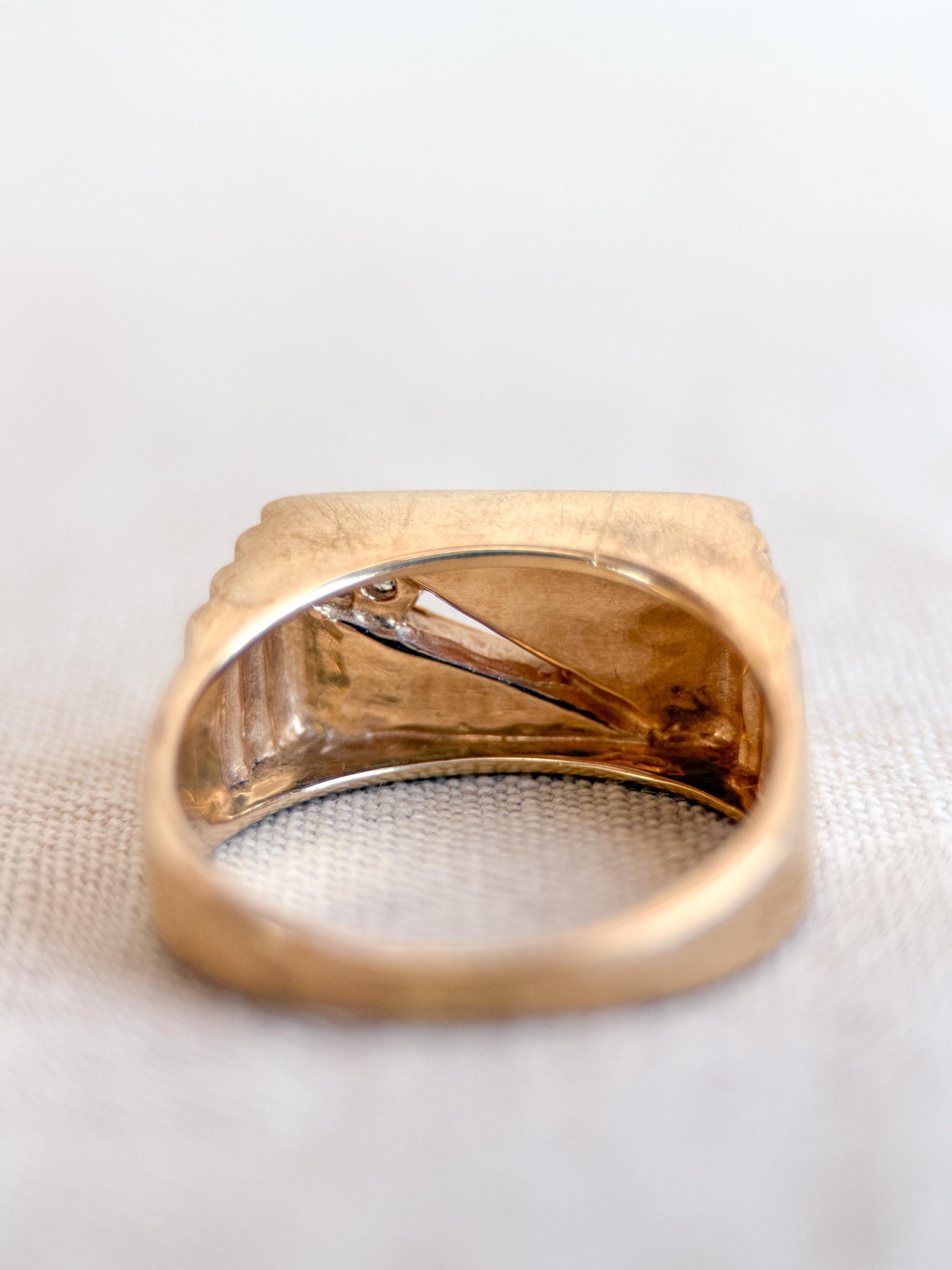 Vintage Diamond and Onyx Wedding Band, 14k Gold, Mens Signet Statement Ring, Anniversary Band