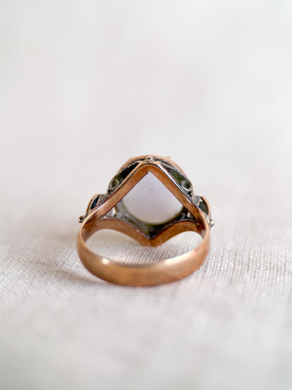 Vintage Lavender Jade Ring, 14k Gold, Oval Cut Filigree Statement Ring, 1960s Bold Jewelry