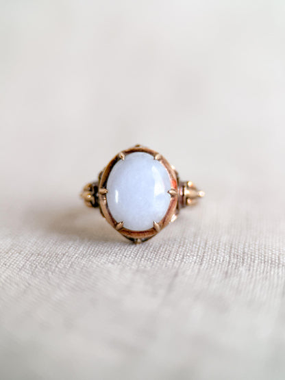 Vintage Lavender Jade Ring, 14k Gold, Oval Cut Filigree Statement Ring, 1960s Bold Jewelry