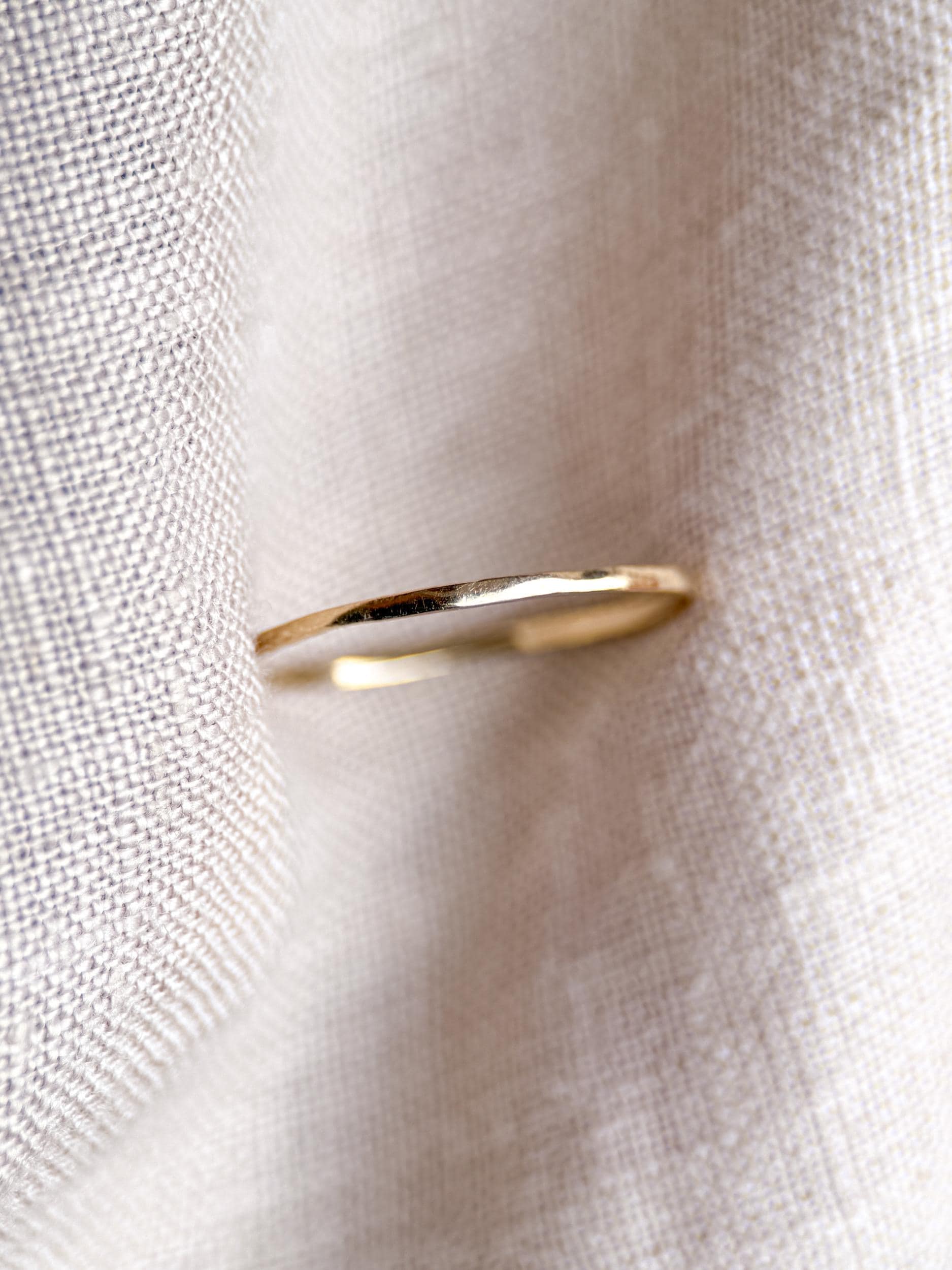 Vintage Narrow Wedding Band, 14k Gold, Dainty Hammered Minimalist Ring, Stacking Band