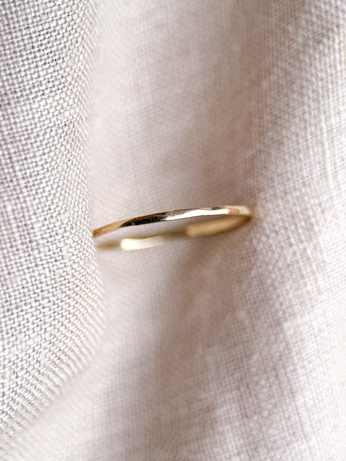 Vintage Narrow Wedding Band, 14k Gold, Dainty Hammered Minimalist Ring, Stacking Band