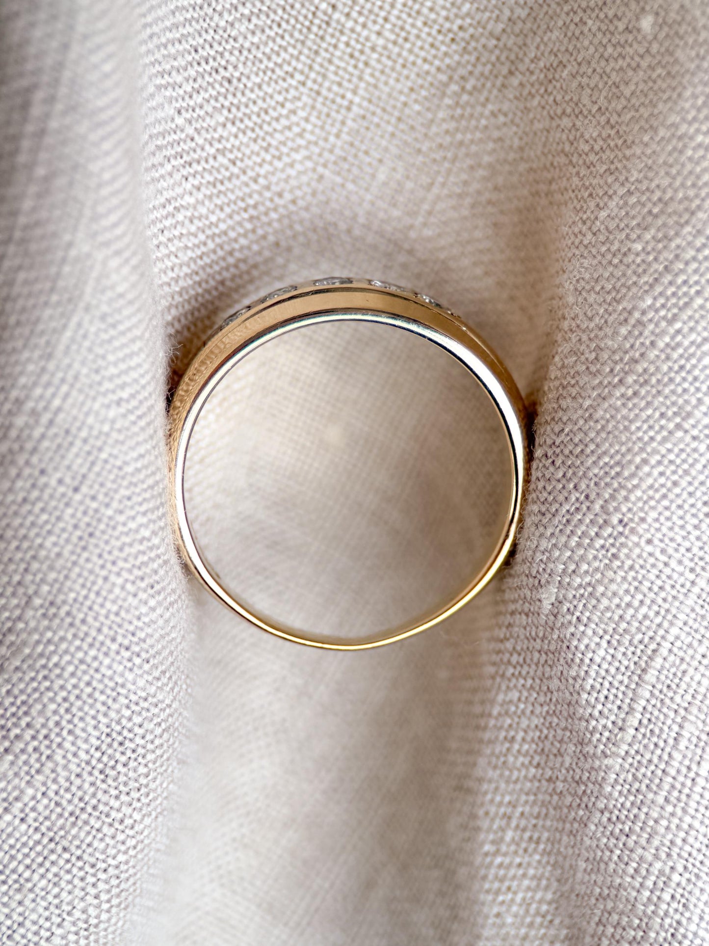 Vintage Diamond Wedding Band, 14k Gold, Wide Round Cut Mens Ring, Stacking Band