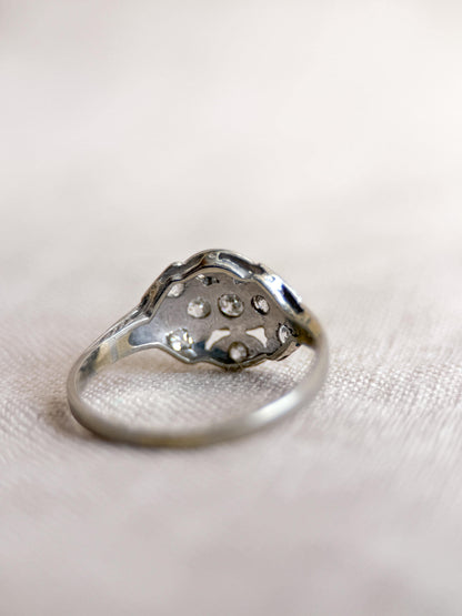 Antique Old Mine Cut Diamond Engagement Ring, 18k White Gold, Vintage Victorian Bridal Ring