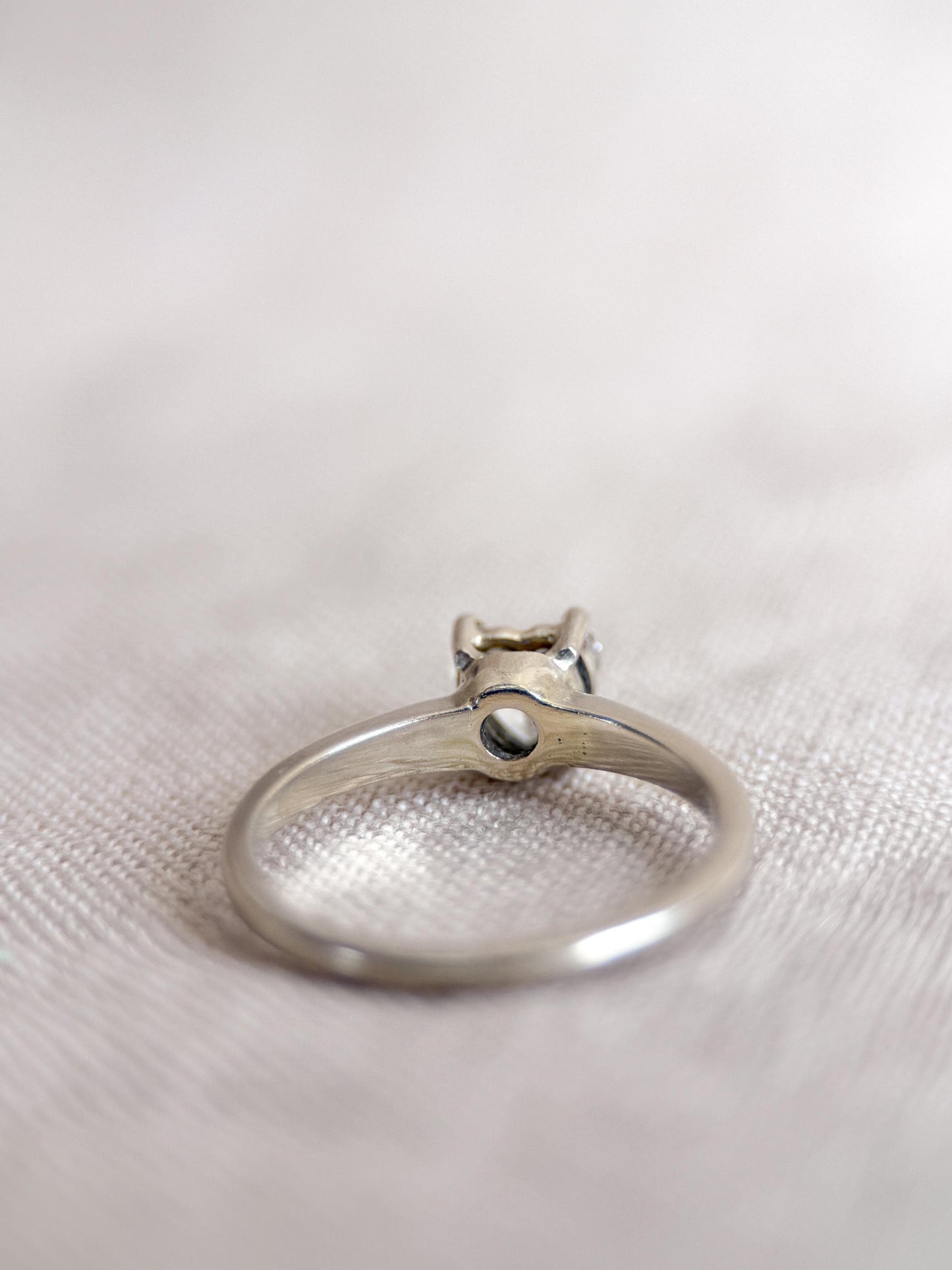 Vintage Diamond Engagement Ring, Heart Cut, 14k White Gold, 1990s Solitaire Bridal Ring