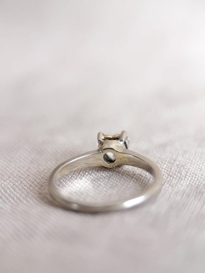 Vintage Diamond Engagement Ring, Heart Cut, 14k White Gold, 1990s Solitaire Bridal Ring