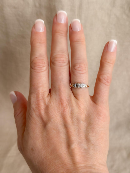 Antique Diamond Engagement Ring, Round Cut, 14k Gold, 1920s Art Deco Bridal Ring