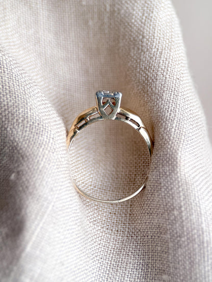Antique Old European Cut Diamond Engagement Ring, 14k Gold, 1920s Art Deco Bridal Ring
