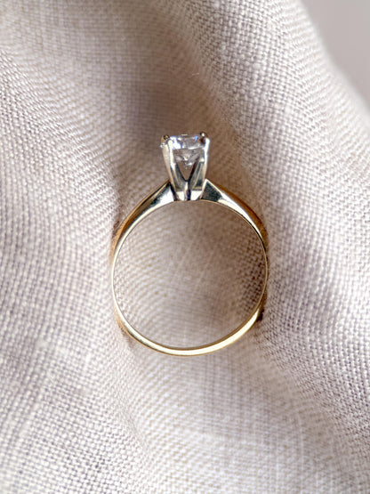 Vintage Diamond Solitaire Engagement Ring, Round Cut 14k Gold, 4 Prong Bridal Ring