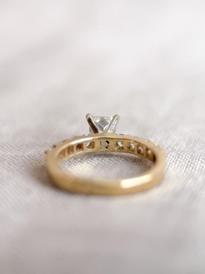 Vintage Princess Cut Diamond Engagement Ring, Prong Set 14k Gold, Classic Bridal Ring
